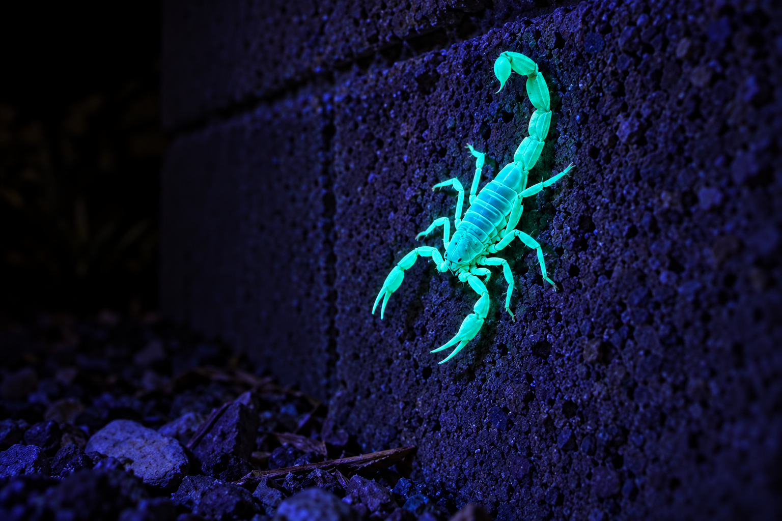 bark scorpion under a blacklight